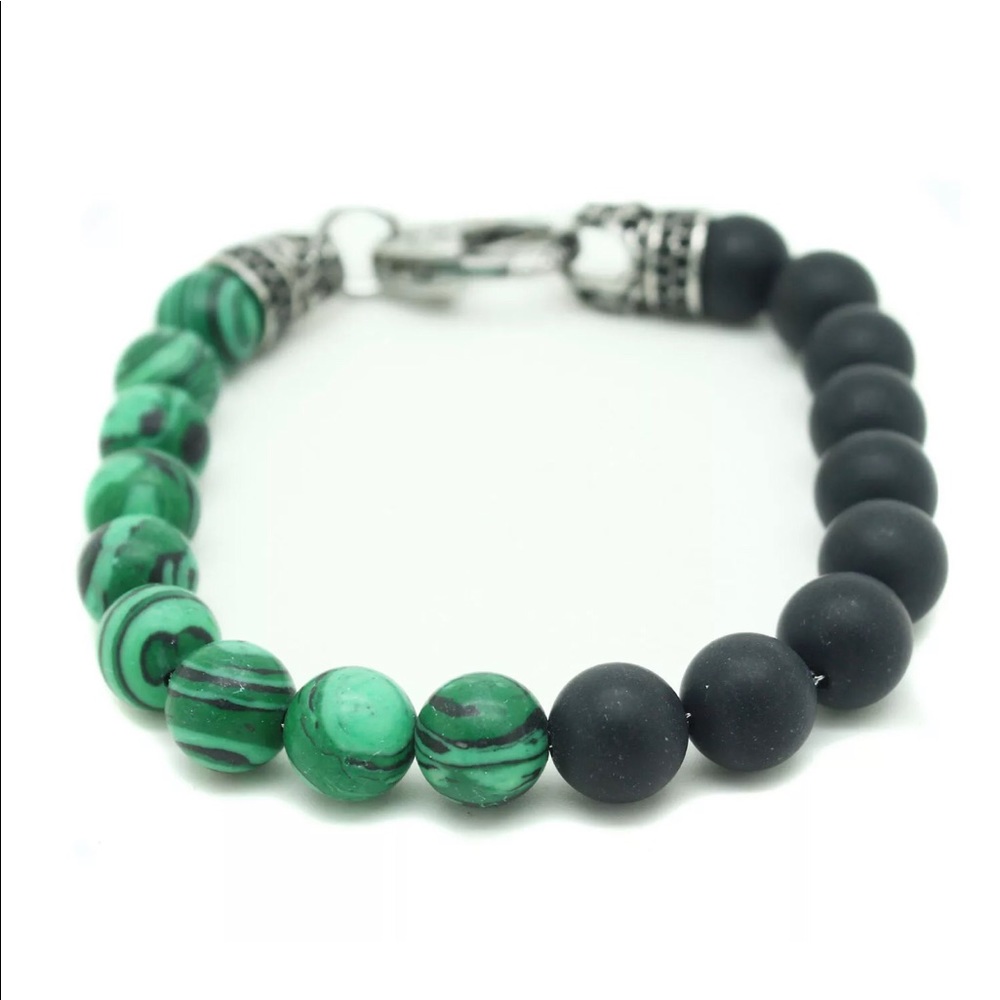 Blackjack Genuine Onyx Malachite Bracelet